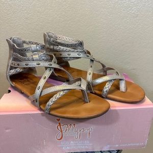 Jellypop Provence Gladiator Sandals - Size 9M Gold Distress